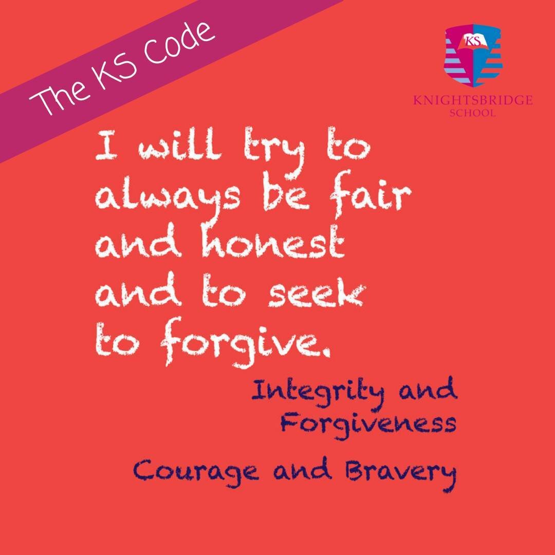 The KS code (10 of 12): I will try to always be fair and honest and to seek to forgive 🤝⁠
⁠
⁠
#knightsbridgeschool #kscode #integrity #forgiveness #courage #bravery #fair #honest #schoolmotto #londonschool #founder #principal #parents #code #morals 