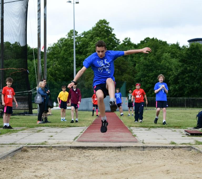 student jumping
